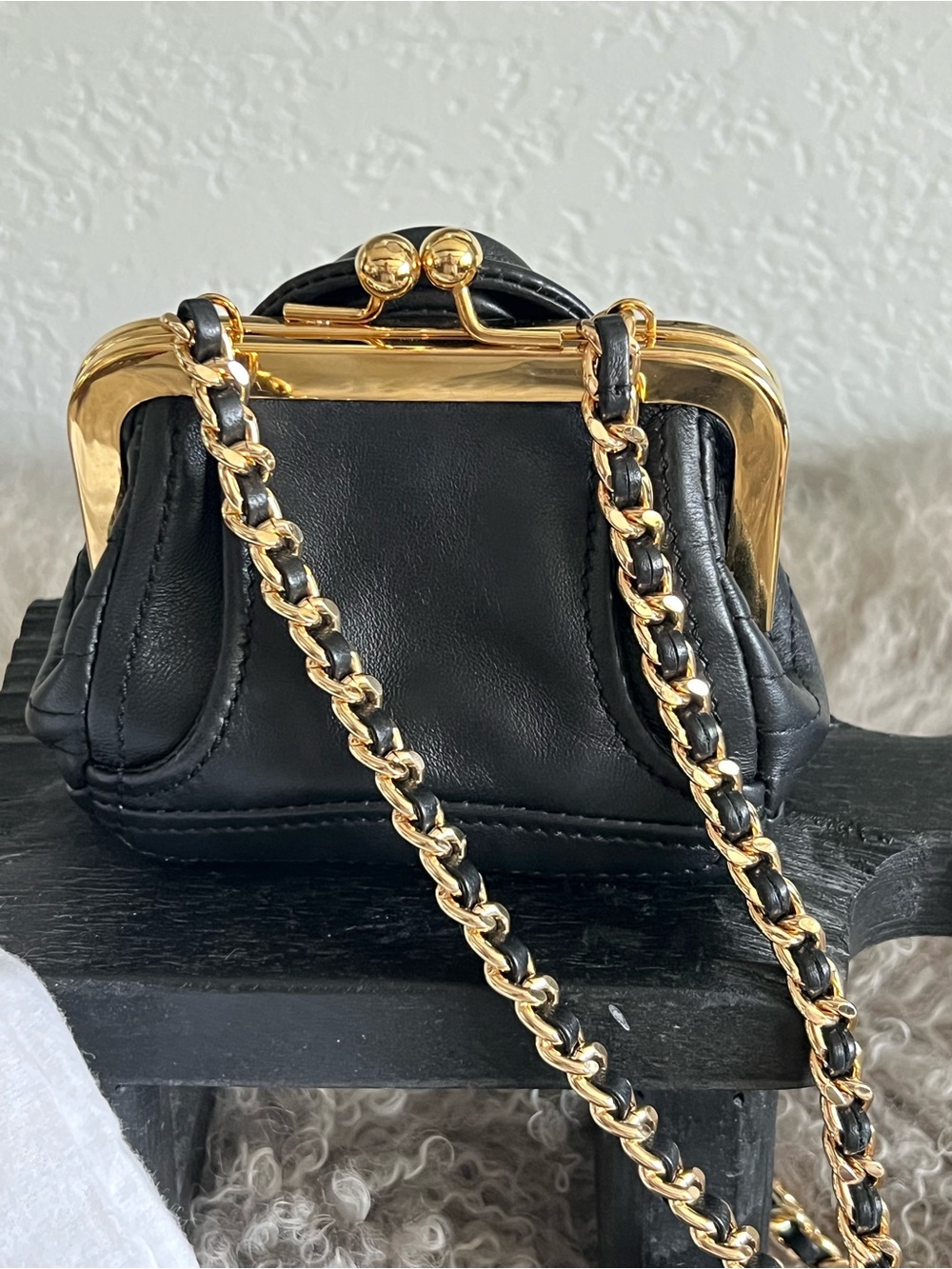 Moschino Milano Mini Micro Backpack Bag Black Leather Gold Hardware Rare! - Picture 3 of 7